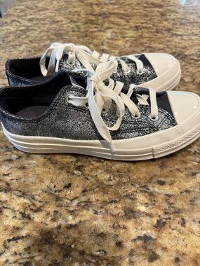 Converse Women's Black & Silver Glitter Low-Top Sneakers